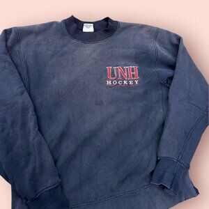 Vintage 1990s Sun Faded and Distressed UNH Hockey Sweatshirt